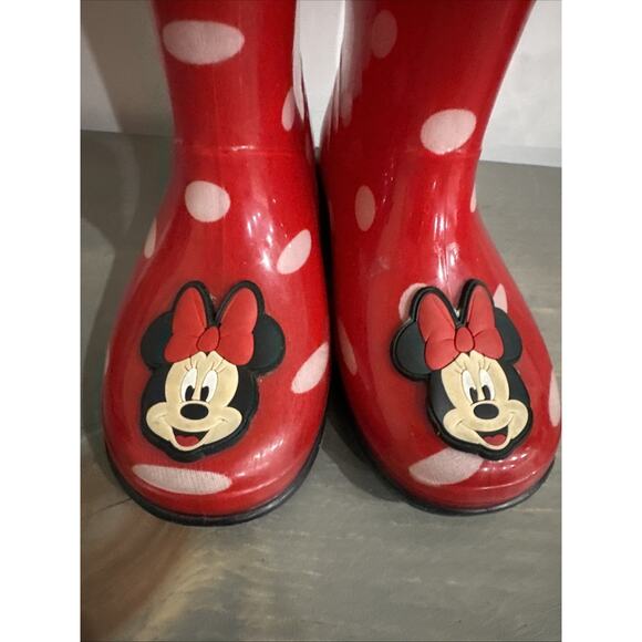 MINNIE MOUSE Rain Boots Girl’s Size 9 Disney Junior Red And White Polka Dot - Picture 15 of 15